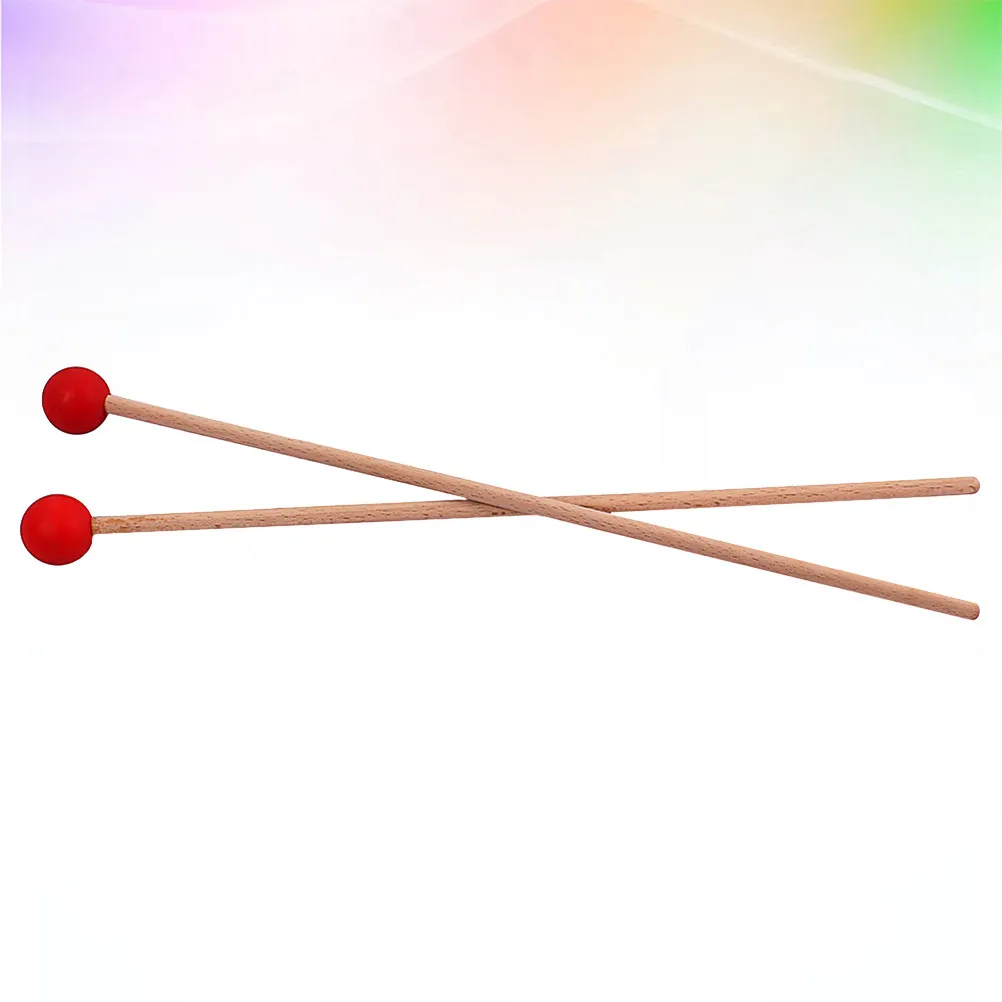 1 paire de grandes baguettes de percussion professionnelles avec manche en bois et tête en caoutchouc pour instruments de musique