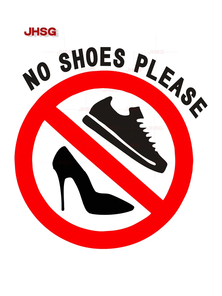 NO SHOES PLEASE Warning Sign Waterproof Vinyl Decal Customizable