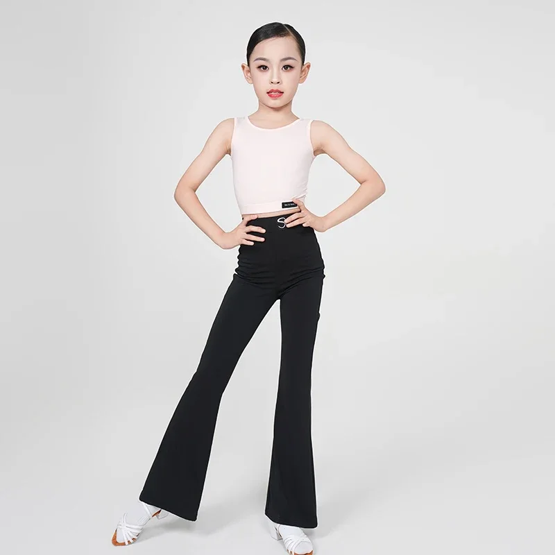 

Summer New Latin Dance Sleeveless Short Top Children's High Waist Pants Girls' Training Practice Latin Performance Clothes XH727
