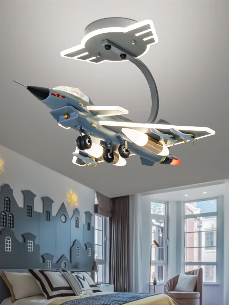 Children's room lamp J-10 fighter J-20 model aircraft lamp J-10 fighter boy bedroom ceiling lamp remote control
