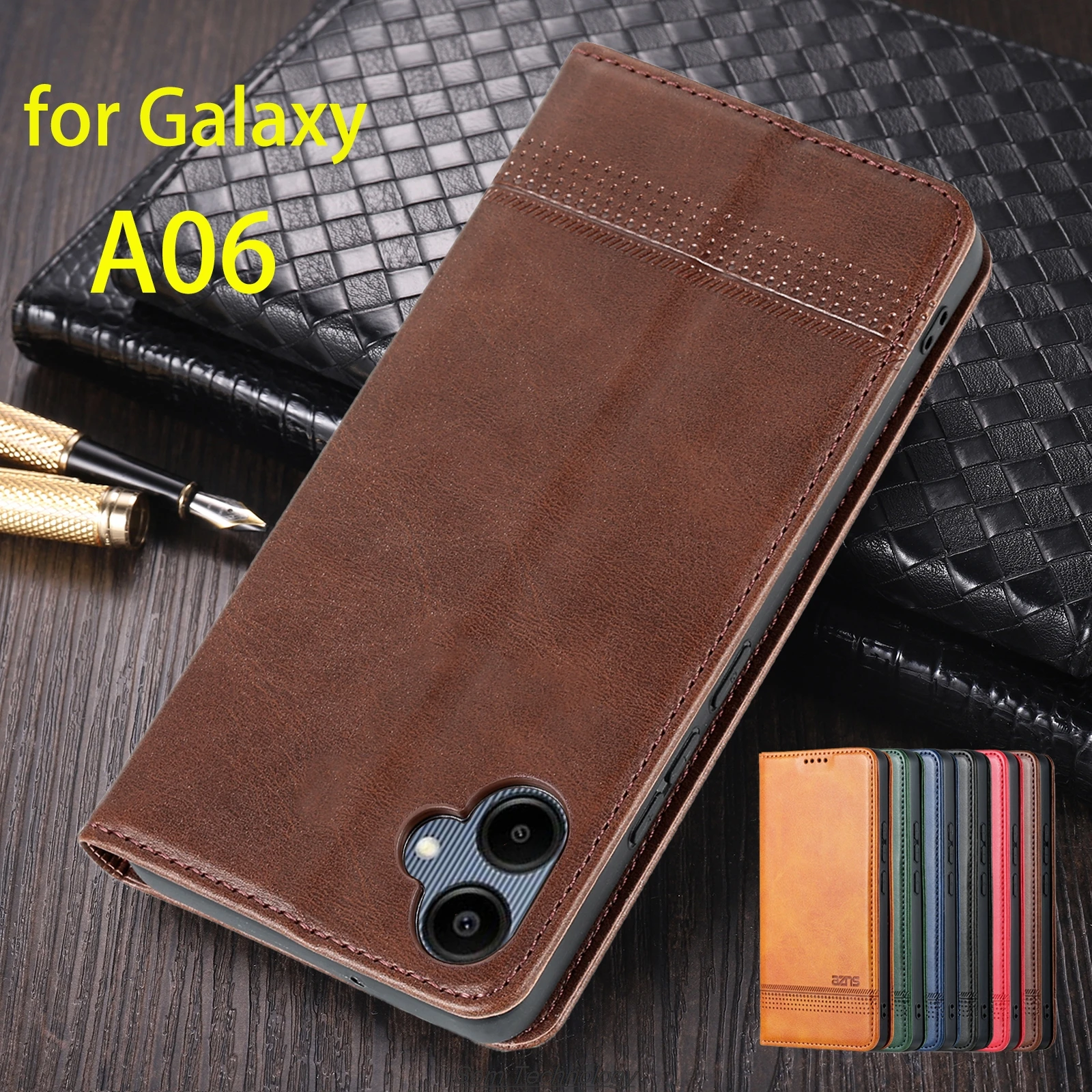 Deluxe Magnetic Adsorption Leather Fitted Case for Samsung Galaxy A06 SM-A065F 6.7