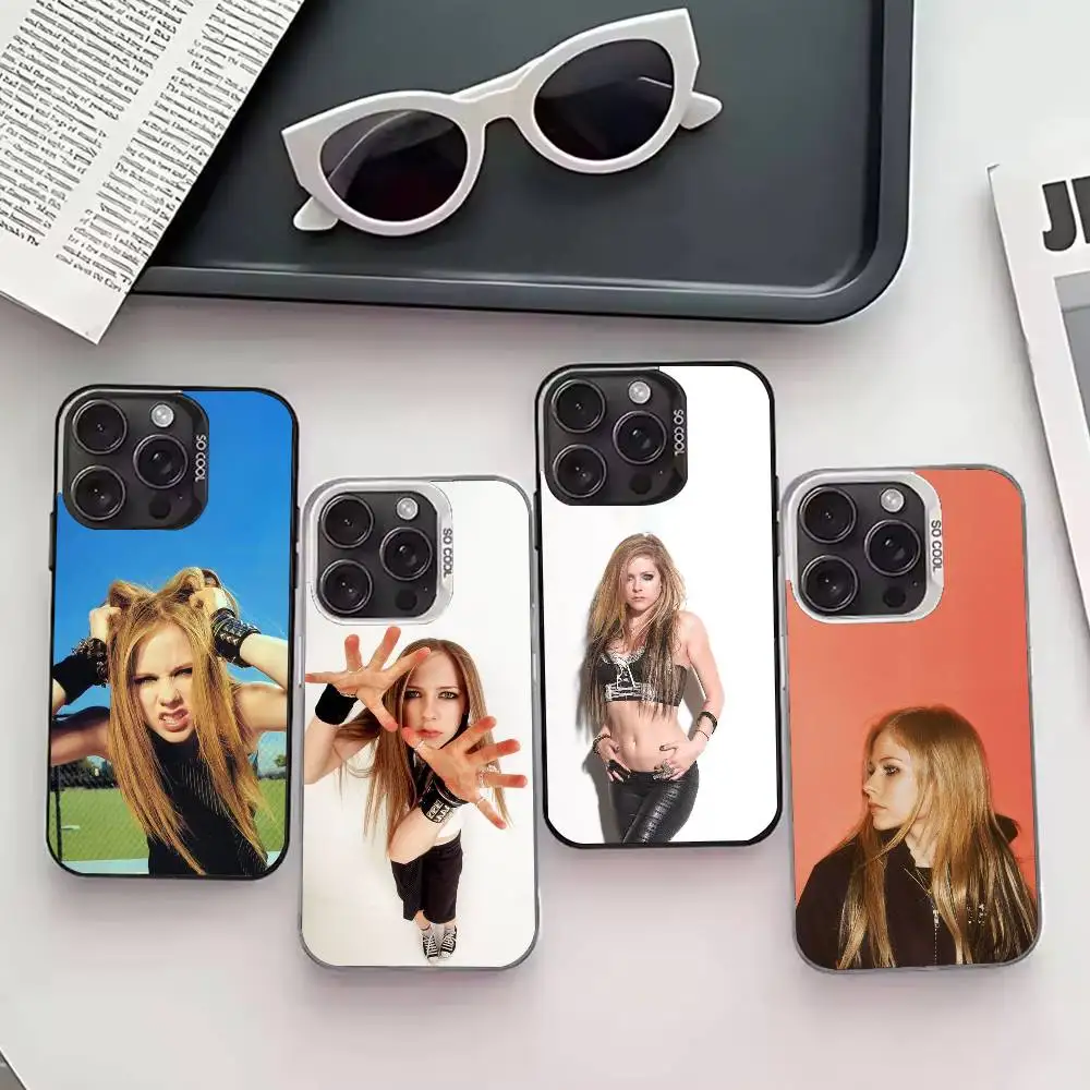

S-Singer A-Avril L-Lavigne Phone Case For iPhone 17,16,15,14,13,12,11 Plus,Pro Max,XS,Colored silver phone case
