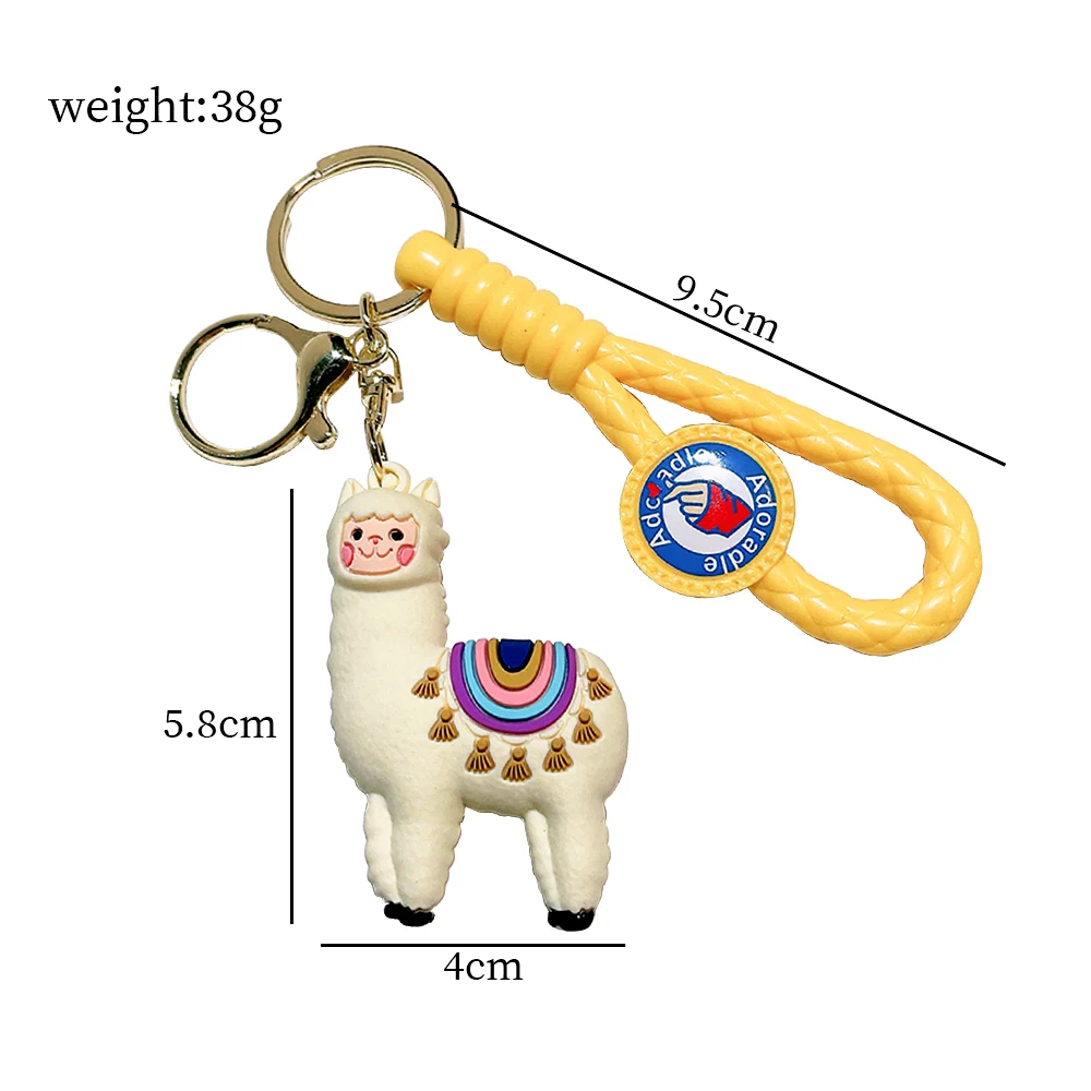 Cartoon Cute Alpaca Doll Keychain Creative Trend Personality Naive Girl Heart Couple Pendant Students Backpack KeyRing Wholesale