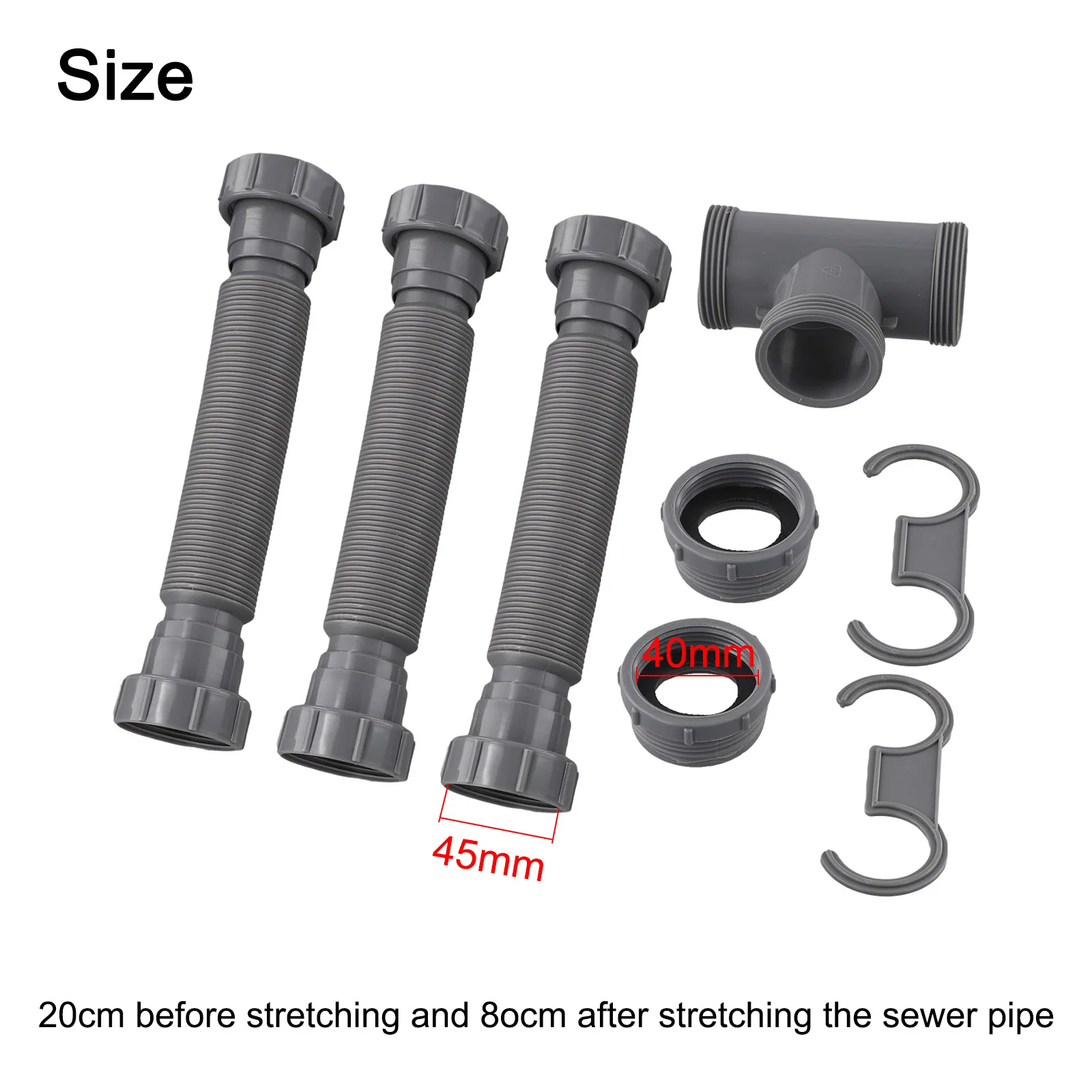 Adjustable Kitchen Sink Drain Set Double Sink Drain Kit P Trap Sink Drain Deodorant Strainer Hose Kitchen Accessories