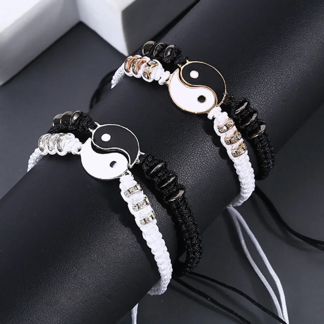 Tai Chi Yin Yang Couple Bracelet for Lover Handmade Woven Baided Rope Adjustable Bracelets Bff Friendship Bangles Jewelry Gift