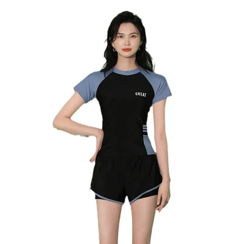 الراقية الشعور المحافظ طالب ملابس السباحة النسائية منفصلة حجم كبير حجم كبير ملابس السباحة الدافئة الربيع زاوية السراويل