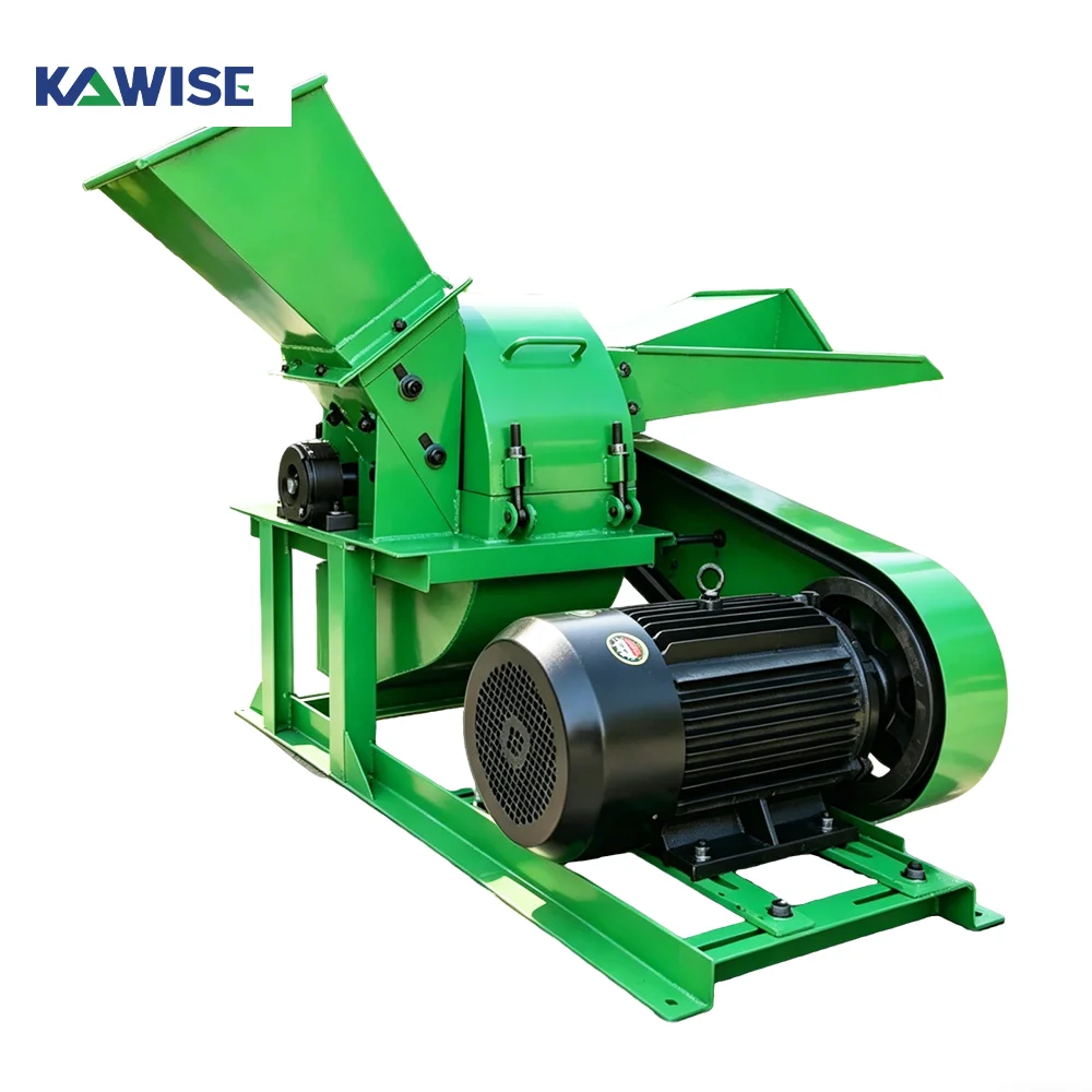 AIROW Wood Crusher Machine with Two Feed Inlets for Logs Branches Board Scraps and Biomass Material Processing CE Certified