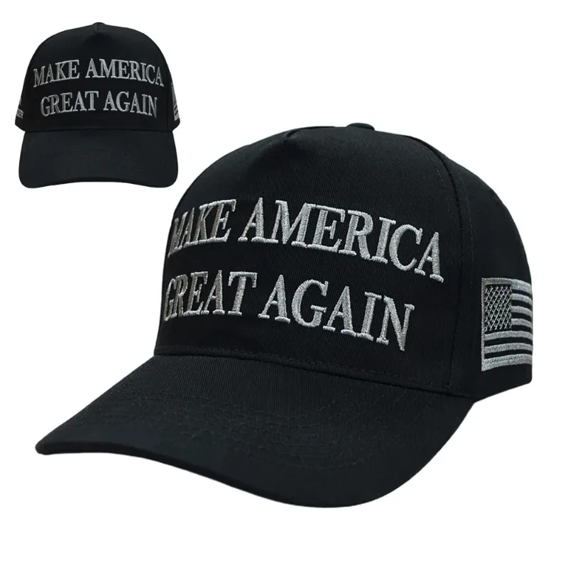 MAGA Black Hat Trump Hat Never Give Up All Black 45/47 US Embroidered Adjustable Musk Baseball Hat