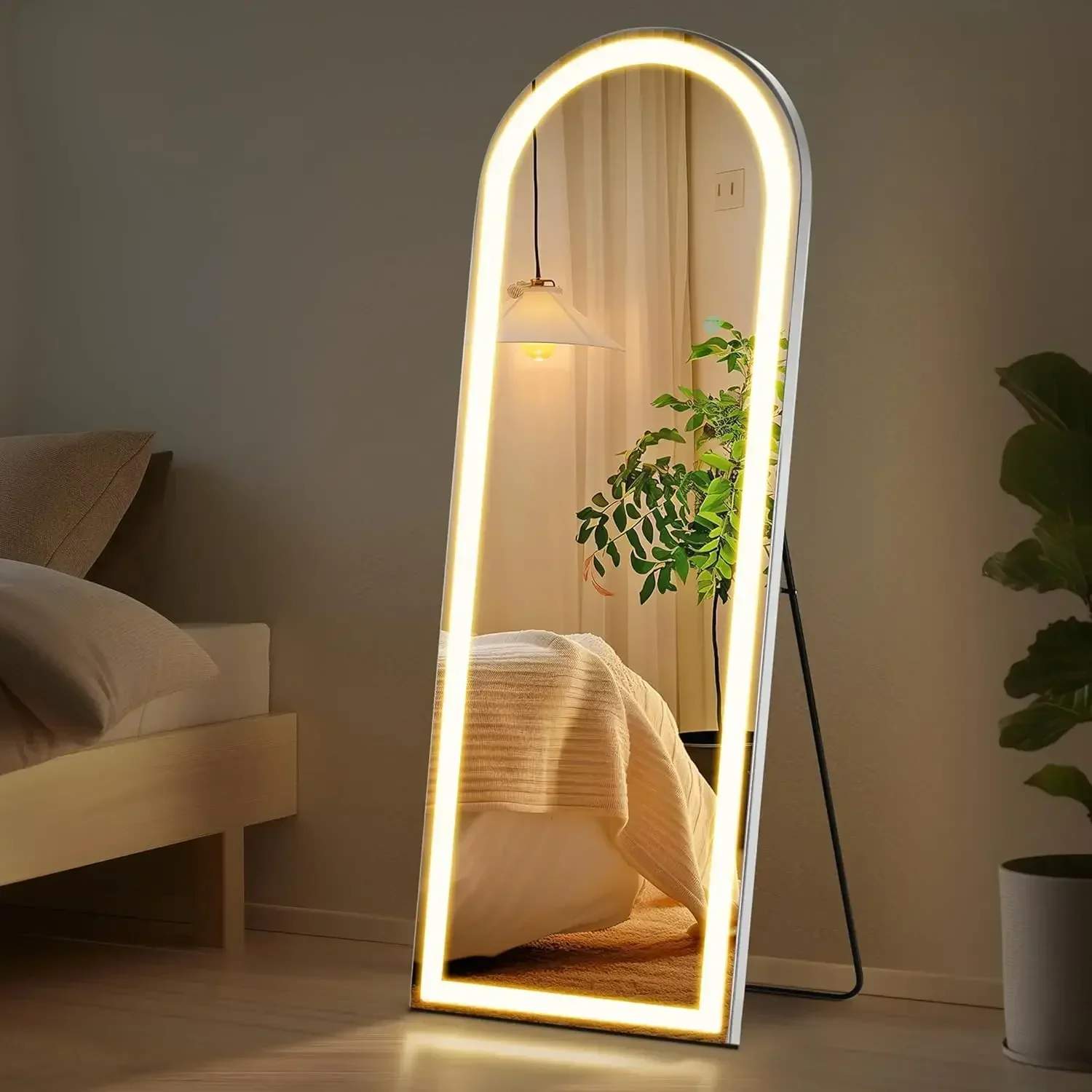 Mirror Full Length with LED Lights, 26"x71" Body Wall Mirrors, Floor Standing, Hanging or Leaning, Large Tall Mirror with Alumin