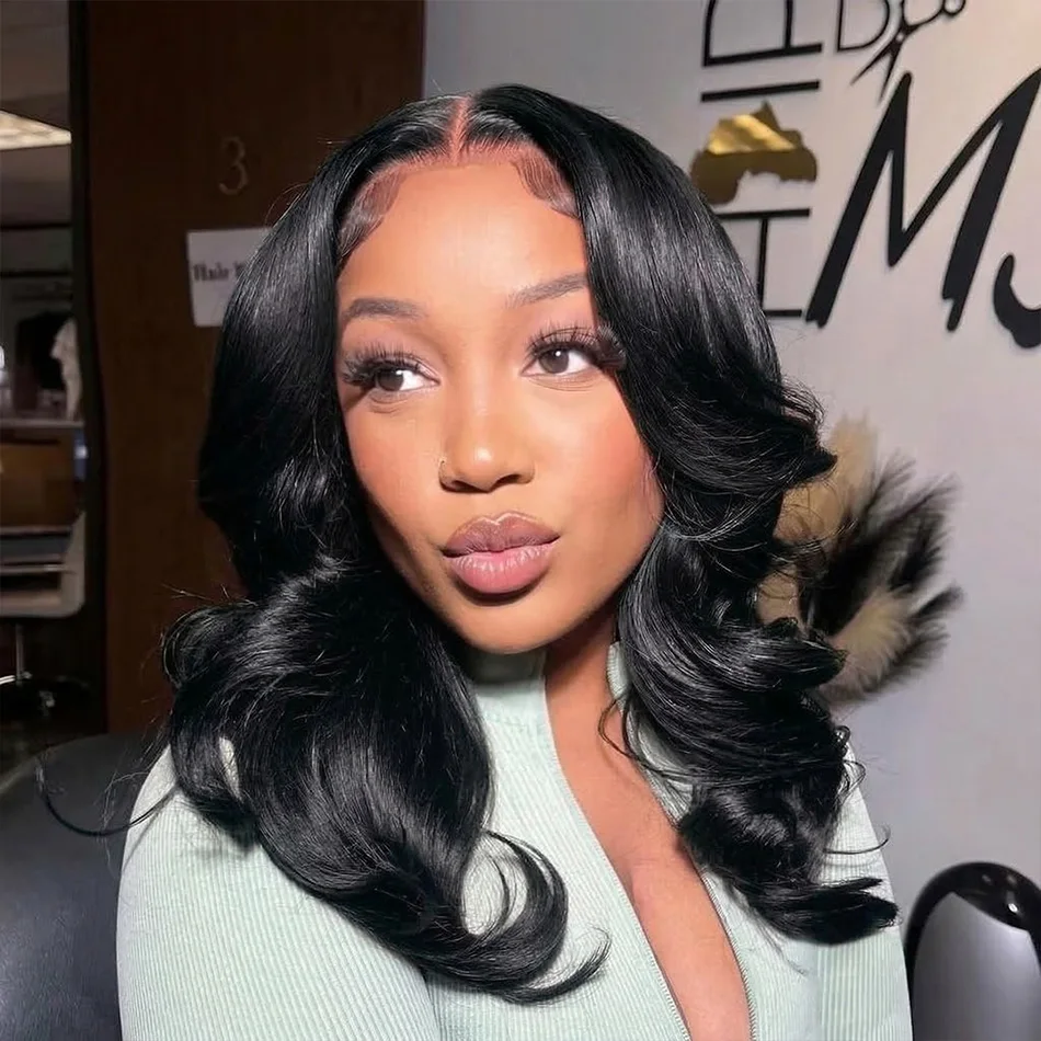 

Парик-боб из натуральных волос Remy с волной Body Wave, плотность 250, 13x6, 13x4, с открытым фронтом, натуральный черный, без клея, 5x5, короткий, для женщин