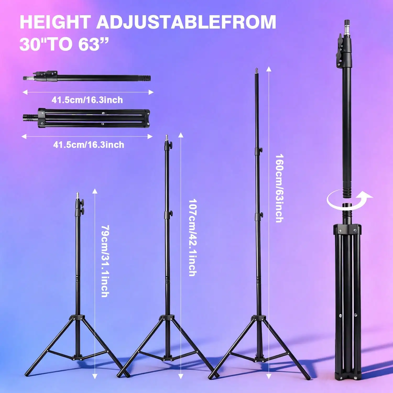 12-Inch LED Ring Light Kit, 63-Inch Aluminum Tripod & 2 Phone Holders, USB Powered, 38 Colors & 10 Brightness Modes. Ideal for live stream, vlog, selfie, meeting, interview, photo and video shooting.