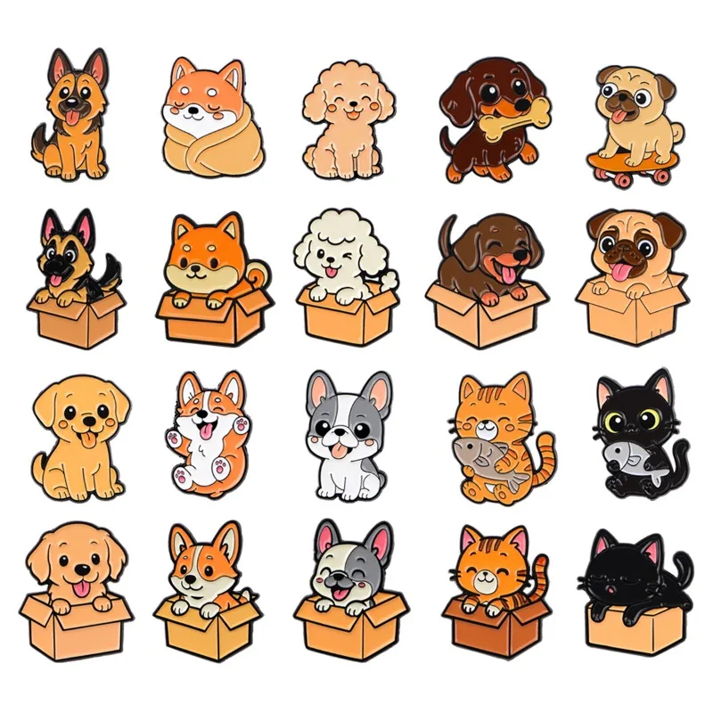 20pcs Kawaii Pet Dog Enamel Pin Badges Cute Brooches Clothes Jewelry Accessories Backpack Additions Decorative Gifts for Friends