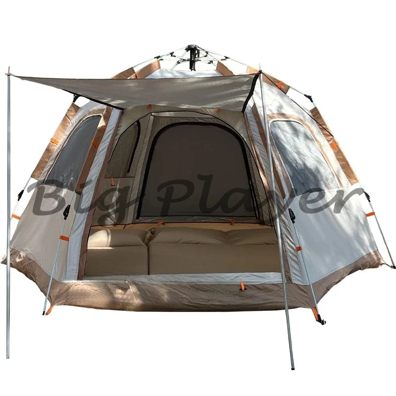 

Quick Opening Camping Tent, Waterproof Hexagonal Fully Automatic Outdoor Camping Single-layer Oxford Cloth Beach Tent