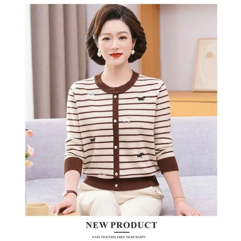 

Женский осенне-зимний новый шерстяной модный свитер, свободный полосатый вязаный топ с длинными рукавами