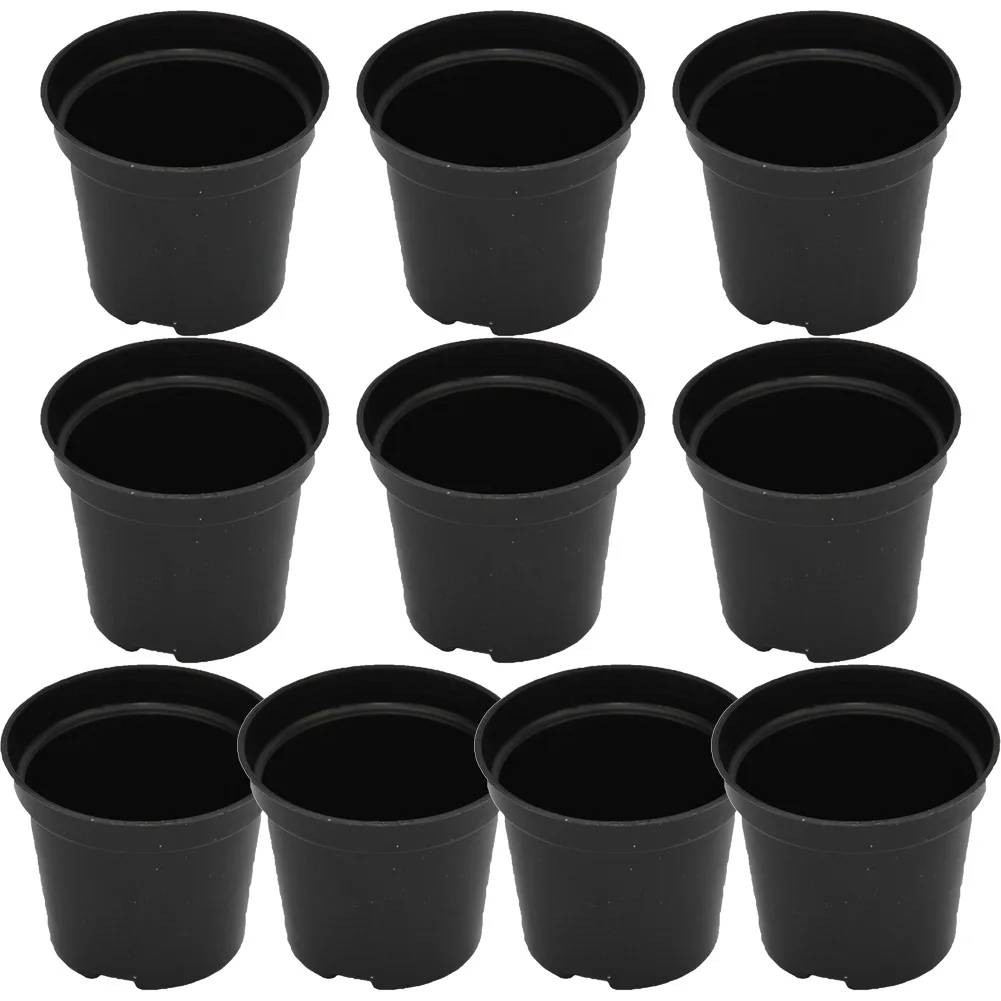 Maceta de plástico para plantas, contenedor de varios tamaños, caja de cultivo grande con sistema de drenaje de 2 niveles, color negro y rojo, 10 Uds.