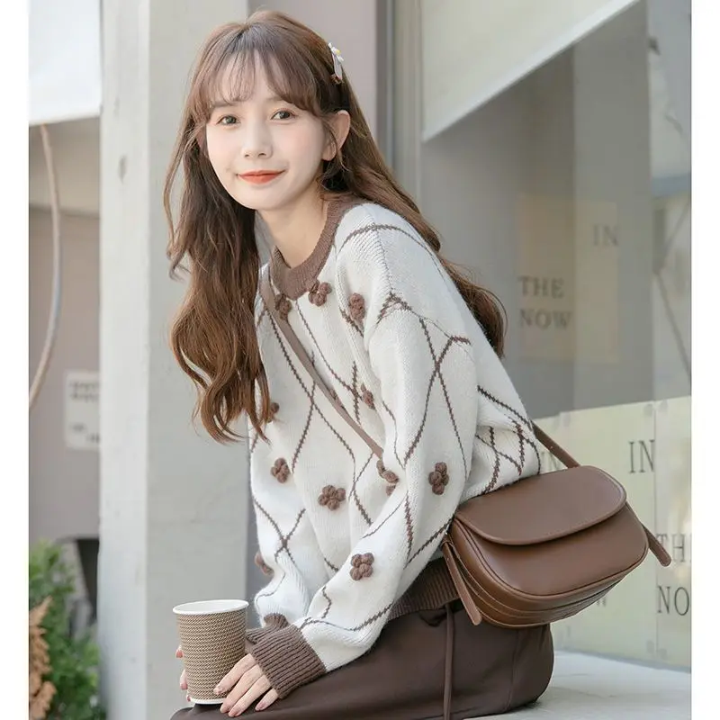 

Short and Sweet Western-style Sweater with Added Velvet Women's New Loose Fit Lazy Style High-end Feeling