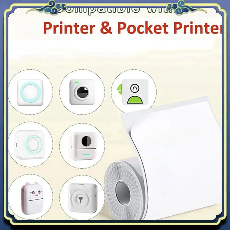 Portable 12 Roll Mini Pocket Printer Sticker Paper, 30 X 57Mm Self-Adhesive Thermal Paper For Pocket Printer,Black On White