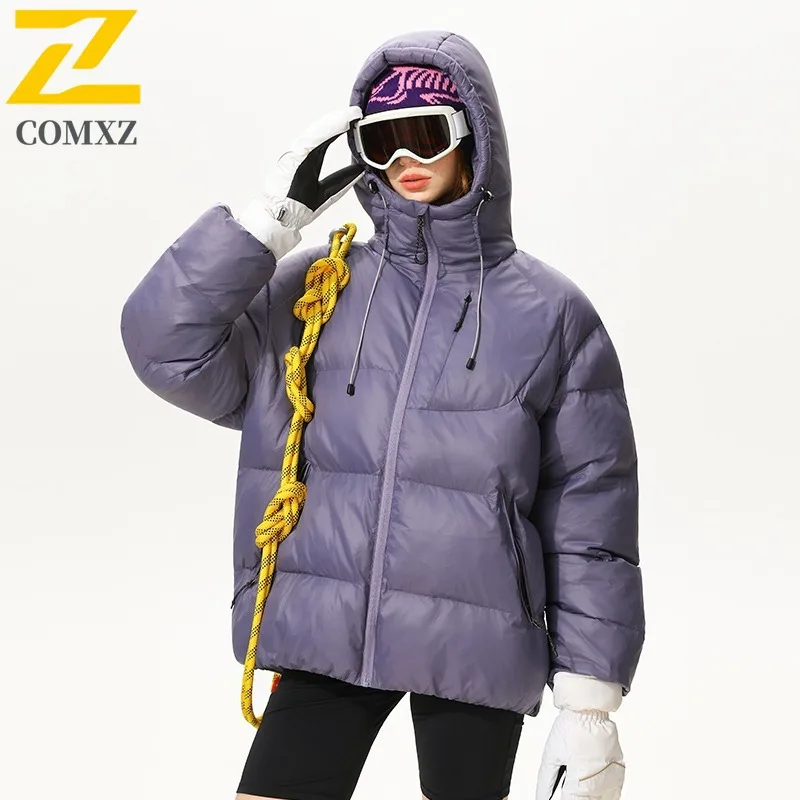 

COMXZ 2025 Мужская стеганая куртка с капюшоном, повседневная уличная толстая теплая парка, стильная дорожная легкая морозостойкая зимняя куртка