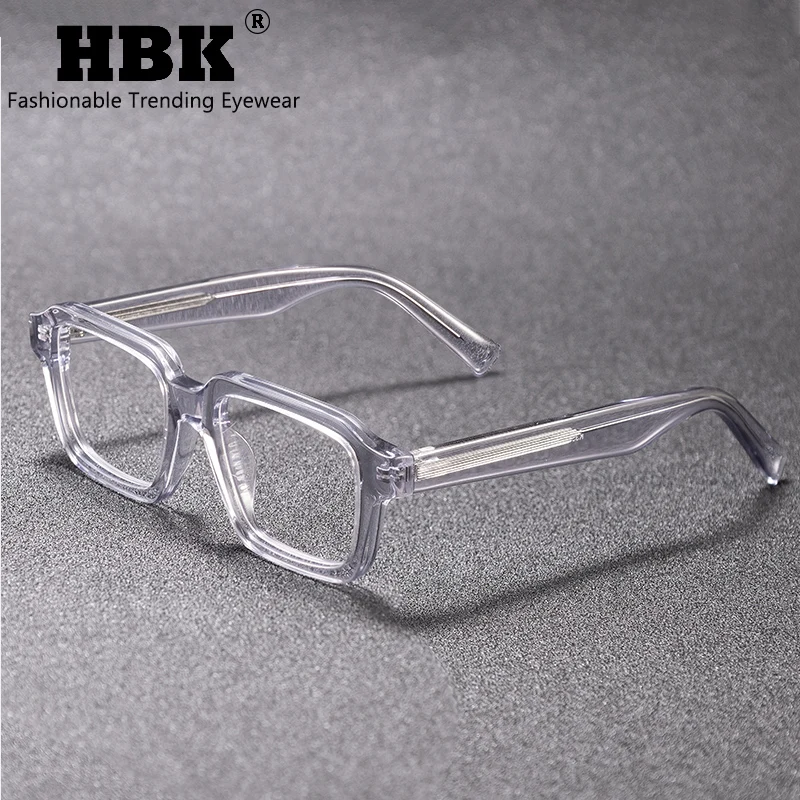 HBK Classic Square Frame Man Glasses Personality Acetate Anti Blue Light Computer Reading Glasses Man Optical Eyeware Frame