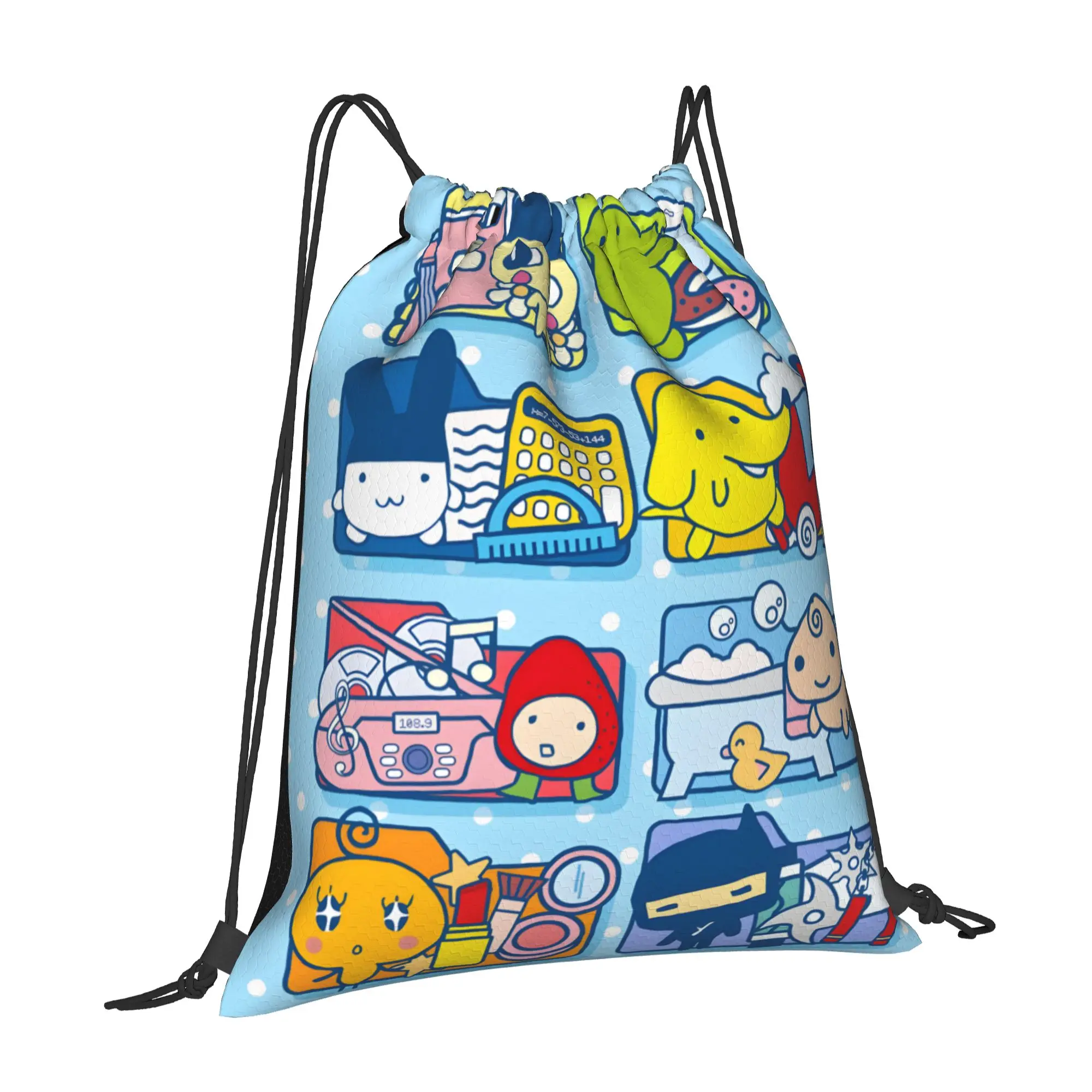 1 pc Tamagotchi Anime Cartoon Design  Portable Shopping Drawstring Bags Storage Backpacks