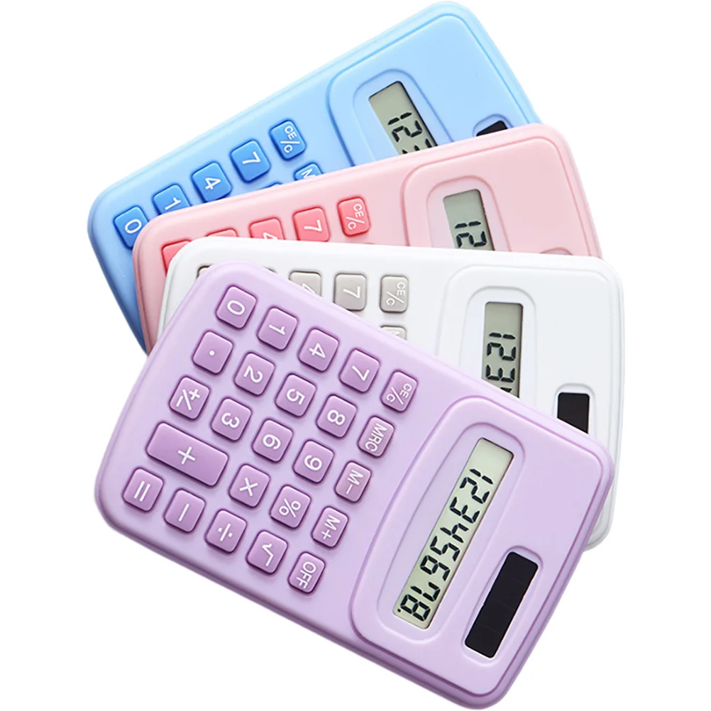 

4Pcs Portable Calculator Keychain Candy Color Handheld Electronic Calculator for School Office Simple Calculation Small Students