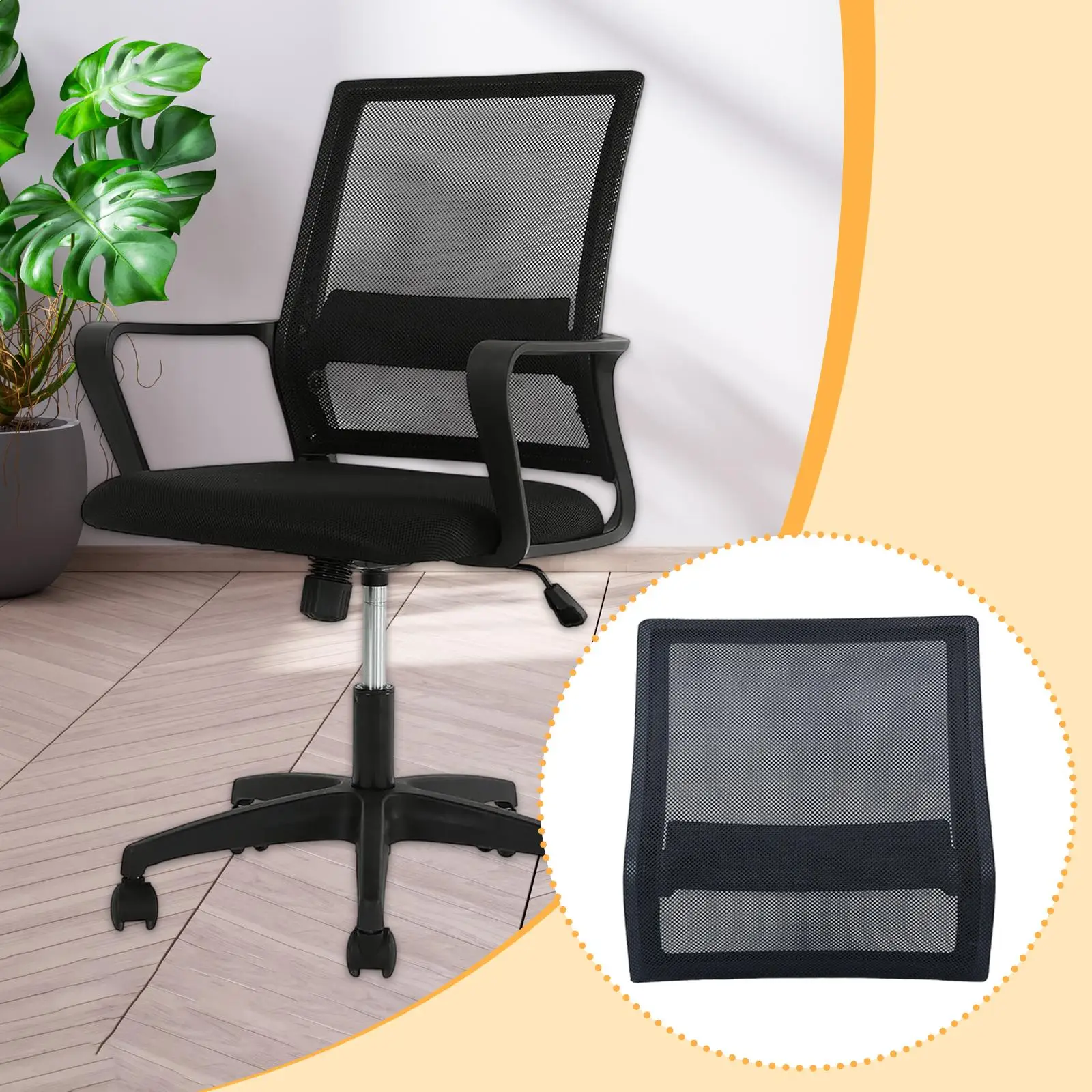 Office Chair Back Mesh Armrest Ergonomic Support Cushion for Computer Swivel Seat with Easy Install