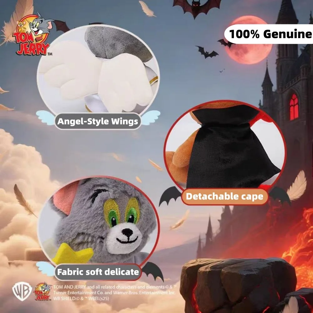 Oryginalna pluszowa maskotka Tom i Jerry z anime, seria Kawaii Diabeł i Anioł, breloczek, ozdoba do plecaka, zabawka, prezent świąteczny dla dziewczynek.