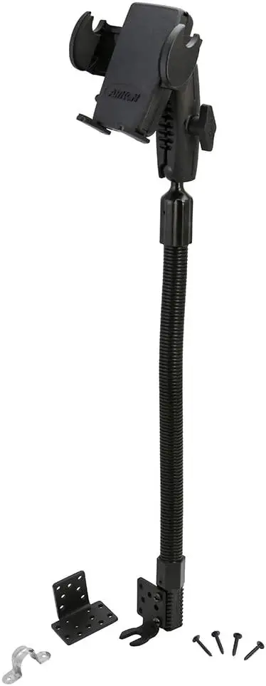 Soporte universal para teléfono de coche con brazo de cuello de cisne ajustable para montaje seguro en riel de asiento, se adapta a todos los teléfonos inteligentes