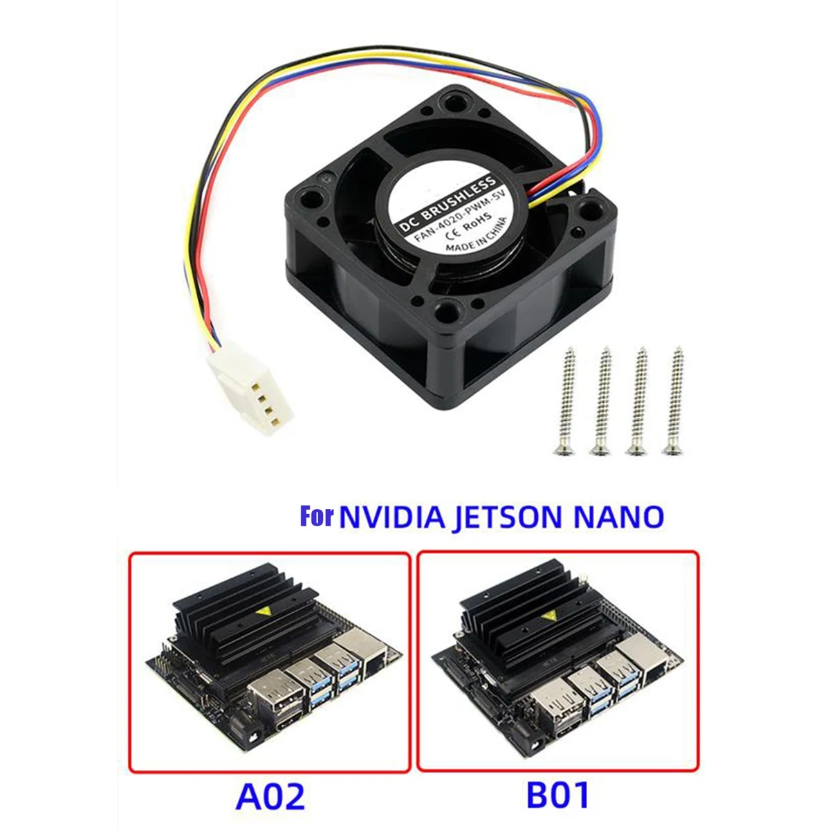 ABFS 4cm Cooling Fan for Nano 2GB/4GB (A02/B01/SUB) 5V 4PIN Anti Reverse Connection PWM Strong Speed Regulating Fan