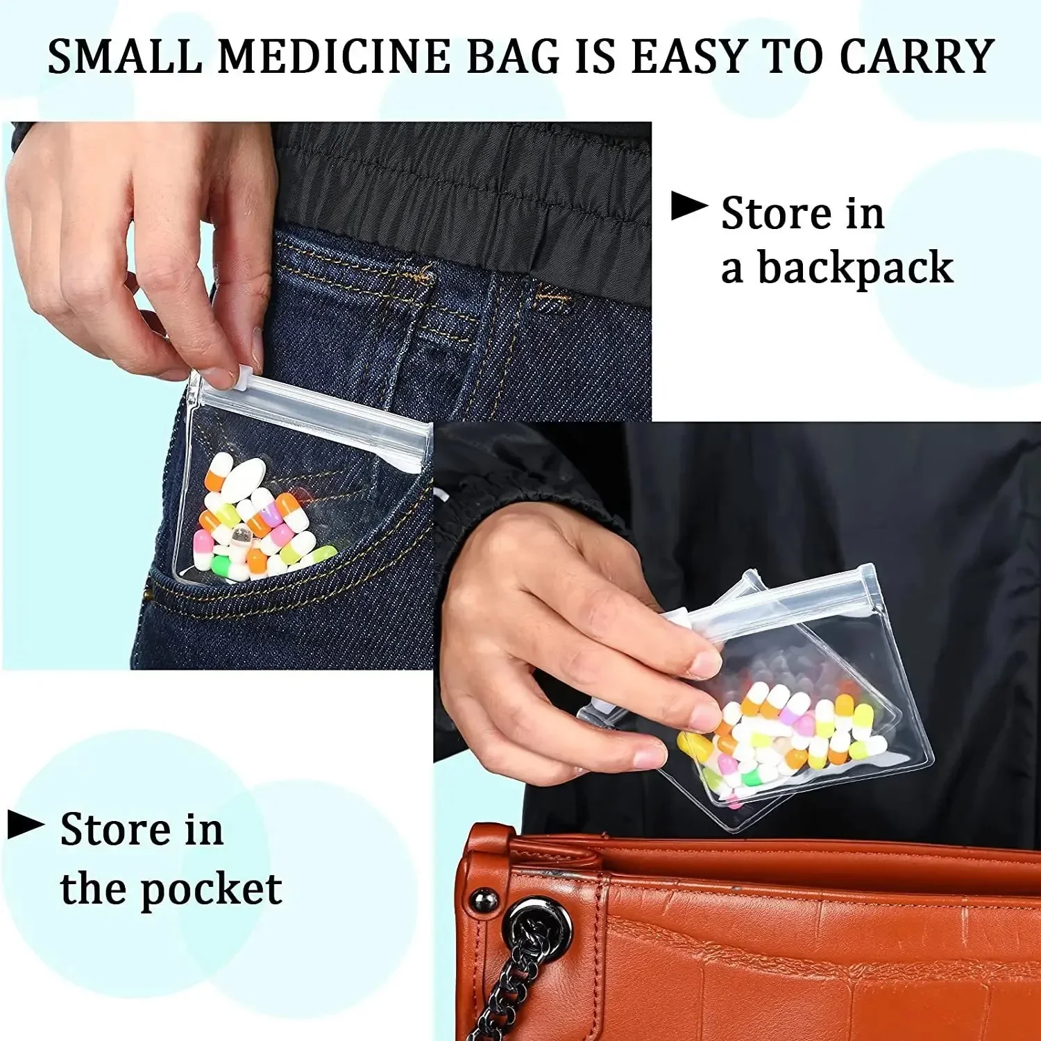 200PCS Transparent Mini EVA Zip Bags Eco-friendly Travelling Pill Dispenser Bags Pill Bags USB Packaging Bags Accessories Zip Ba