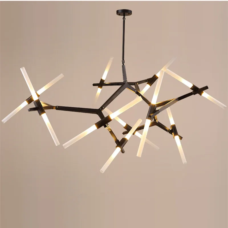 Imagem -02 - Nordic Glass Rod Led Teto Lustre para Hall Sala de Jantar Centro Mesa Quarto Pingente Lâmpada Home Decor Lusters Fixture