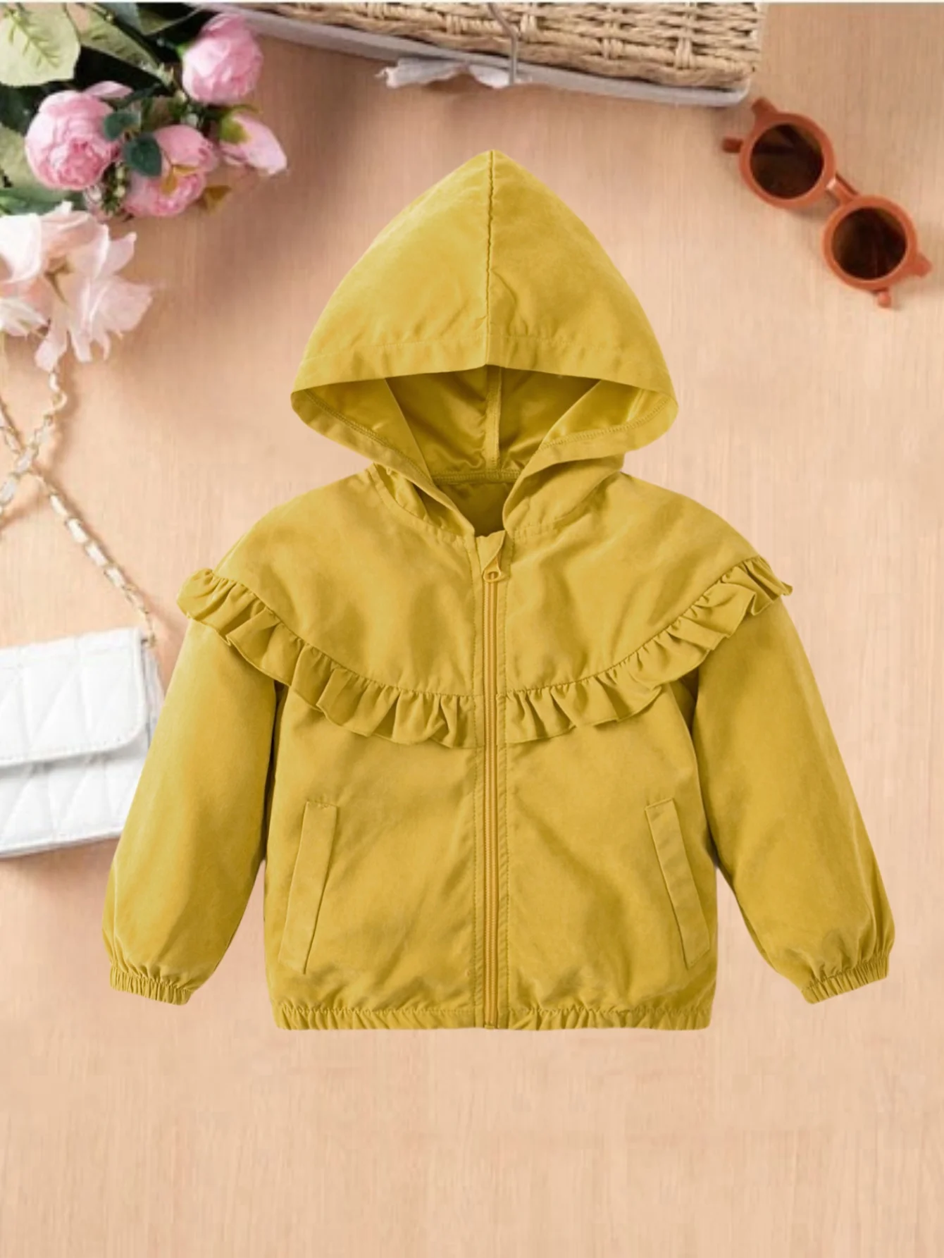 Children\'s wear girls autumn style cute cute cute lace long-sleeved hooded zipper cardigan comfortable everything soft coat