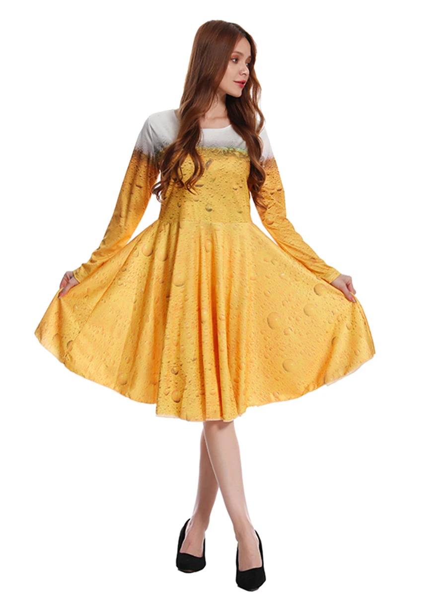 Women's German Oktoberfest Cosplay Costume Party Yellow Gradient Beer Dress Maid Bavarian Game Show Carnival Performance clothes