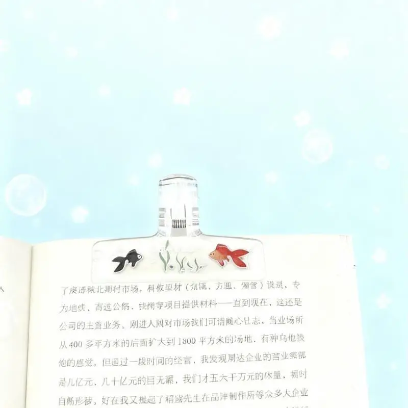 Transparent Acrylic Binder Clips Cute Goldfish Pattern Large Document Fixed Clamp Student Office Paper Clip Stationery Organize