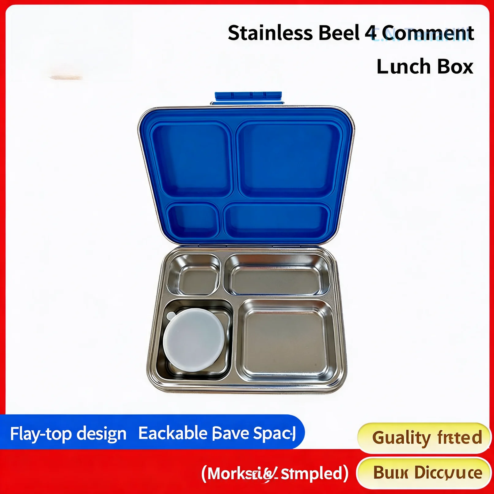 4-Compartment Stainless Steel Lunch Box Portable Food Container for Office Commute & Outdoor Camping Bento Meal Box