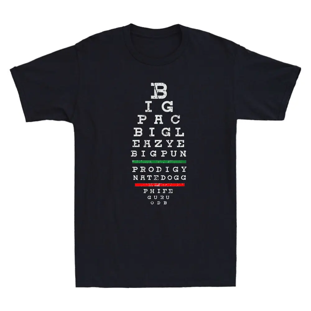 

Old School Hip Hop Music Rap Legends Eye Chart 90s Hip-Hop Vintage Men's T-Shirt