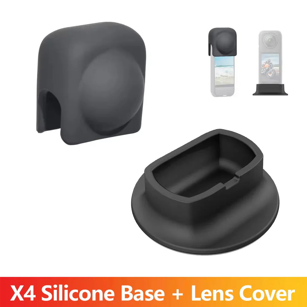 X4 Accessories 2-in-1 Silicone Base & Lens Cover Lens Protective Cap For Insta360 X4 Action Camera