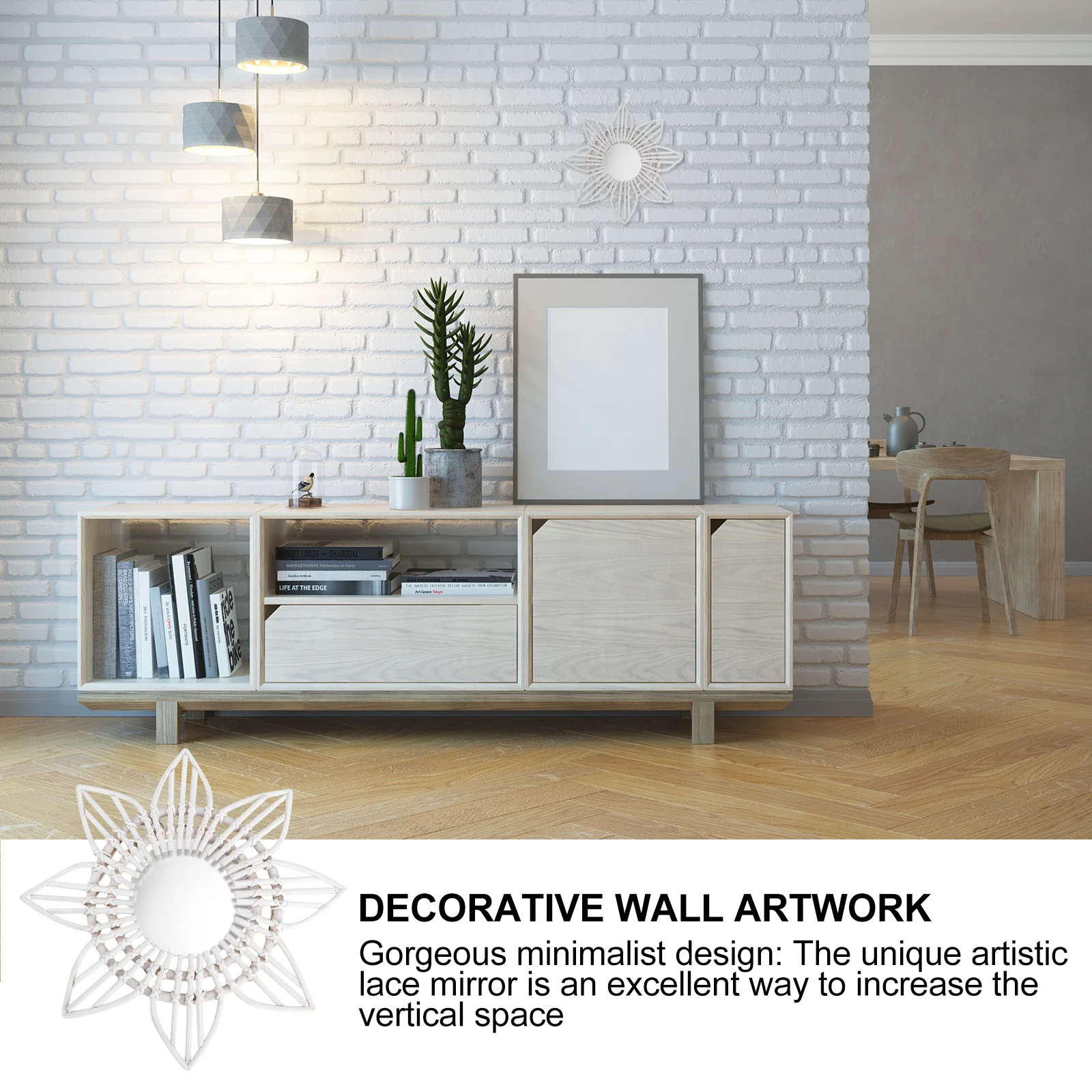 

1Pcs Hand Woven Rattan Decorative Mirror Eco-Friendly Makeup Wall Mounted Mirror for Bathroom Dorm Home Decoration