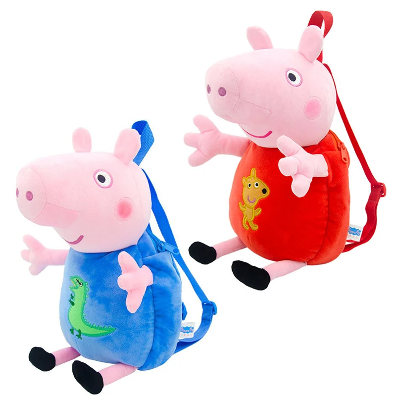 Mochila escolar de peluche de Peppa Pig para niños, Bolsa Escolar de dibujos animados de George, regalo de fiesta de cumpleaños, 30cm