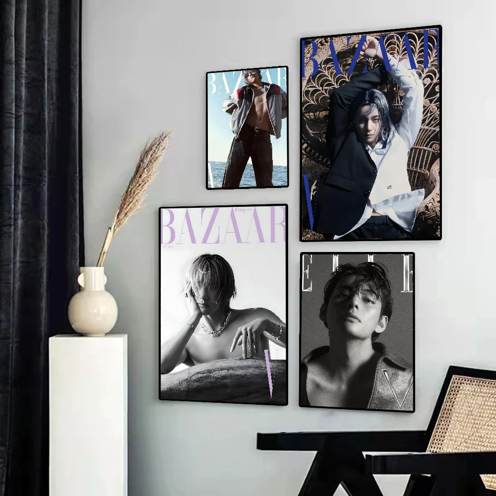 Korean Singer K-Kim Taehyung Poster Print Poster Paper Waterproof Sticker Home Living Room Bar Wall Painting Decoration