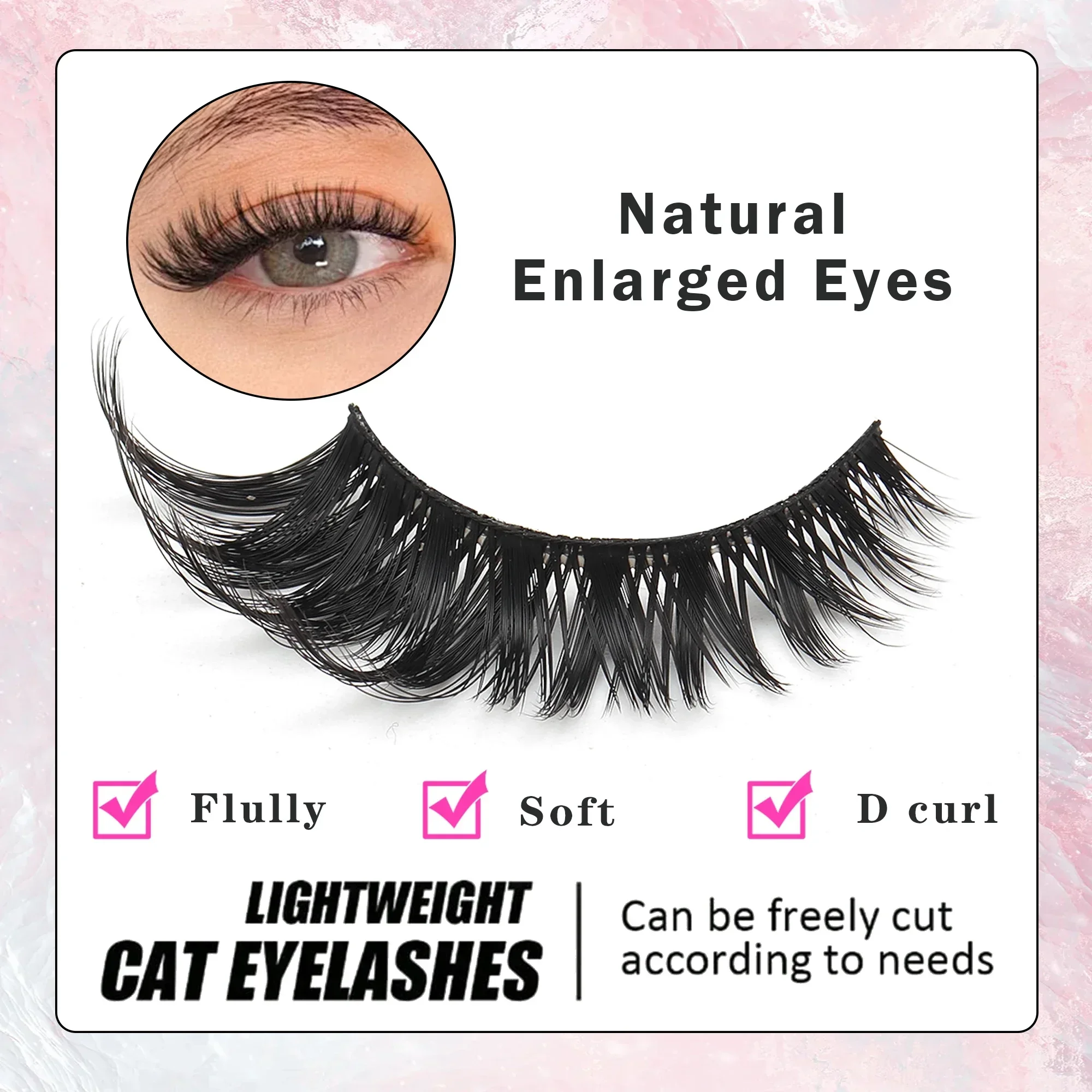 10Pairs Fox Eye False Eyelashes, Winged Cat Eye 3D Faux Mink Strip Lashes, Wispy Fluffy Reusable Fake Eyelashes For Party Makeup