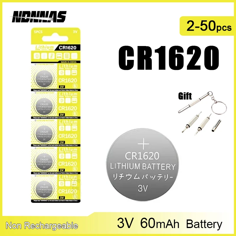 2-50pcs 3V CR1620 Battery DL1620 BR1620 Button Batteries For Watch Car Remote Control Calculator