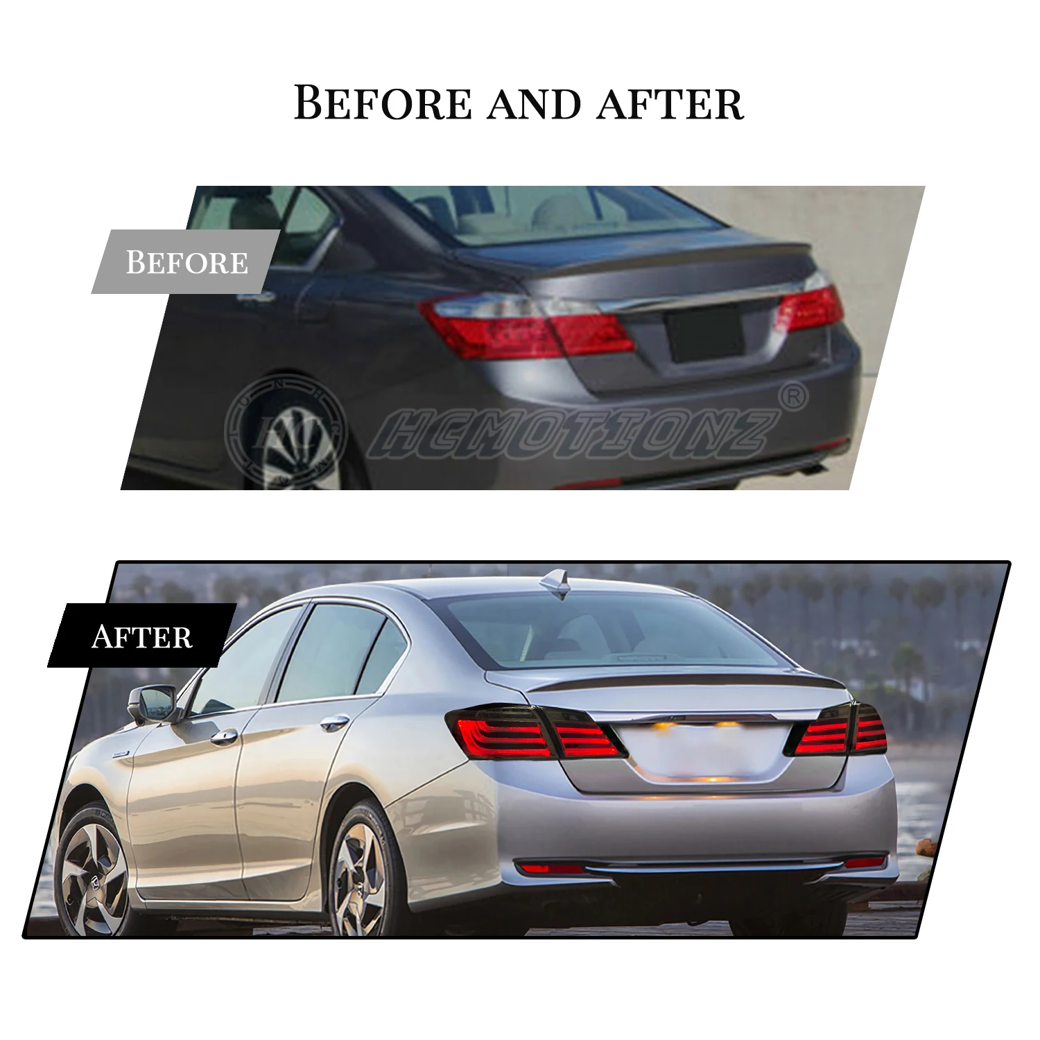 HCMOTIONZ Tail Lights for Honda Accord 9th gen 2013 2014 2015 DRL Car Rear Lamps Assembly Accessories