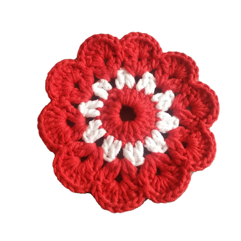 11CM Pure Hand-woven Crochet Cotton Thread Flower Coaster DIY Crochet Doilies Multicolor Coasters Handmade Table Mats