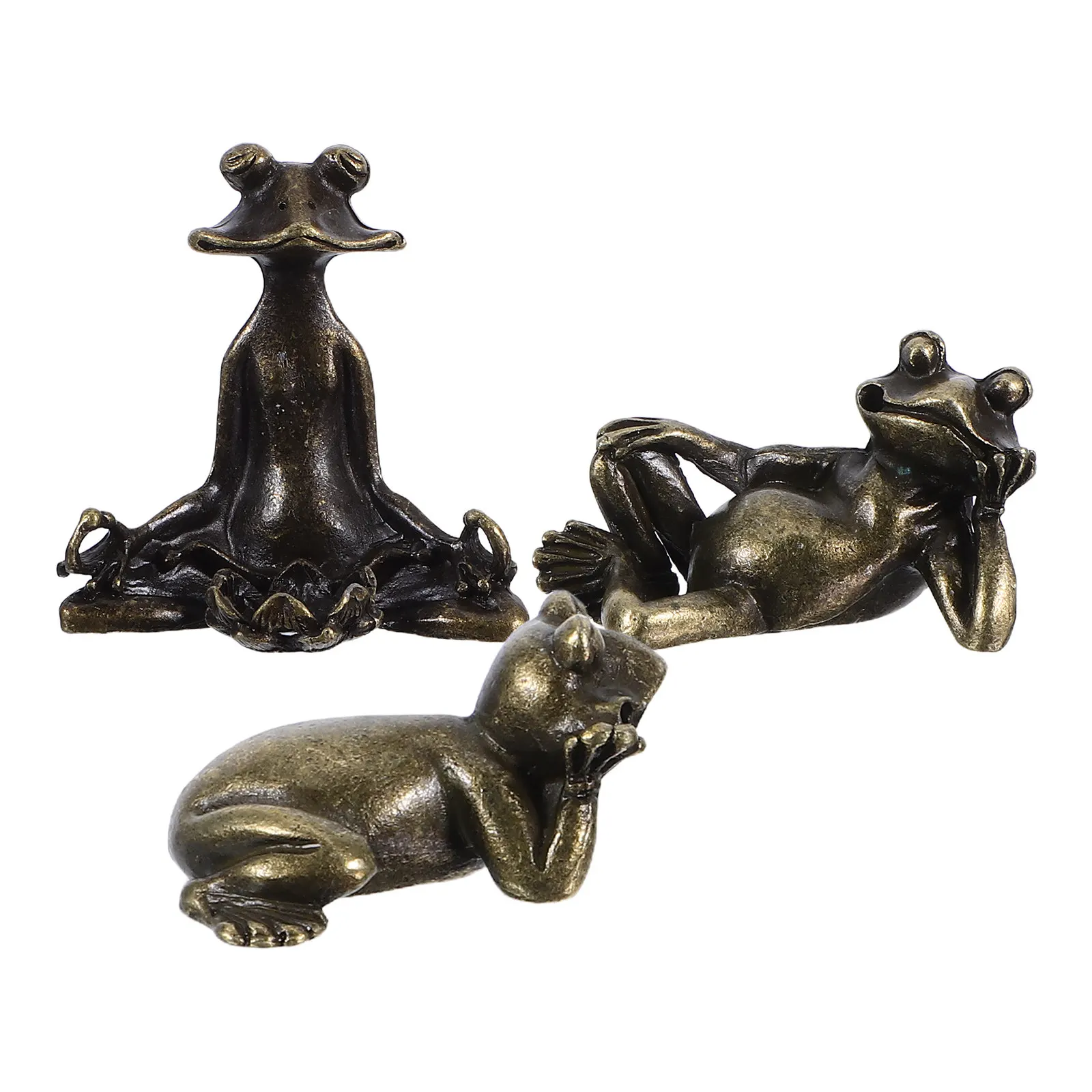 3Pcs Brass Frog Incense Stick Holder Compact Sturdy Design Whimsical Animal Sculpture for Relaxation Meditation Space Desktop
