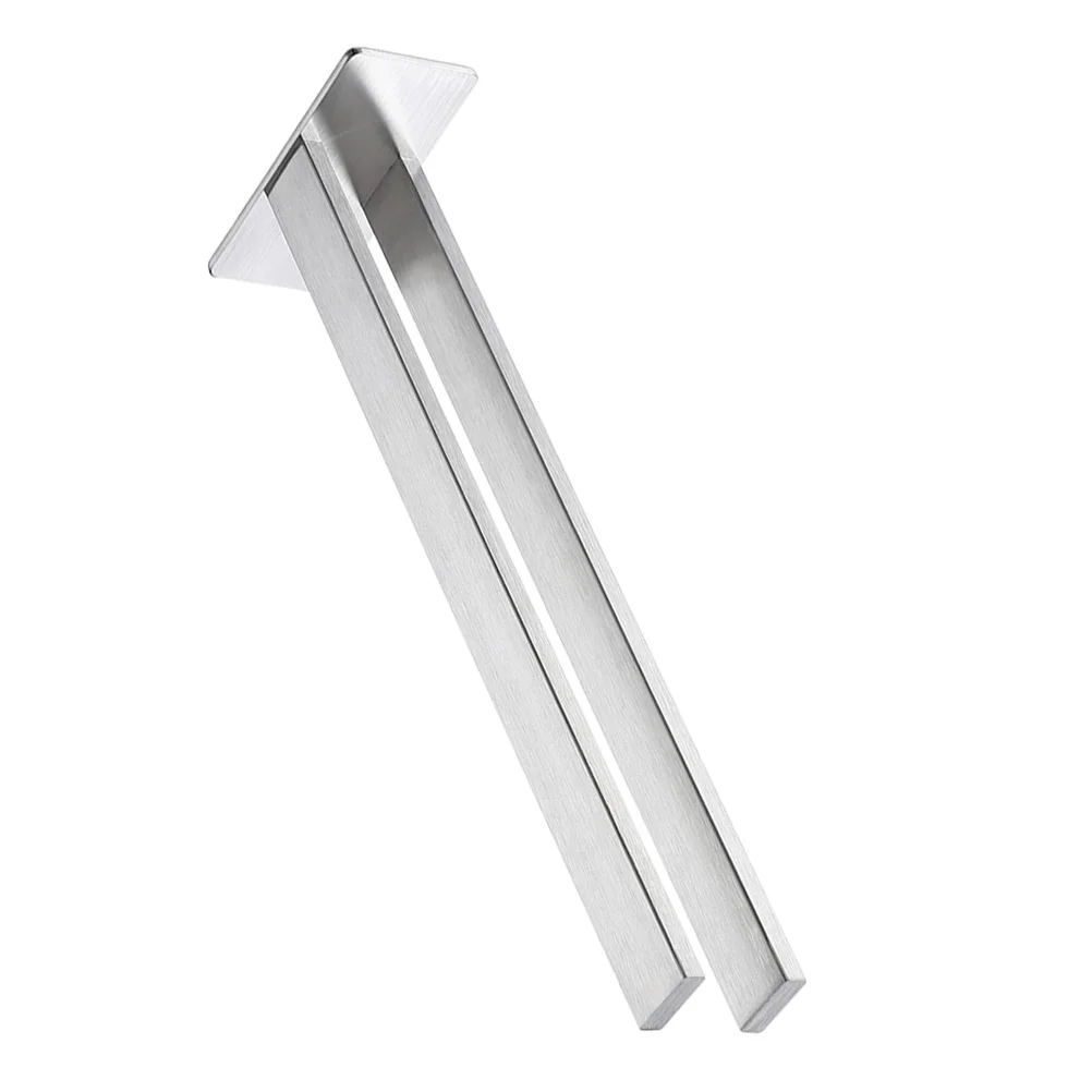 

Double Bars Steel Towel Rack 304 39cm Wall Mount Punch Free Towel Storage Rack Bathroom Kitchen Shelf Holder Storage