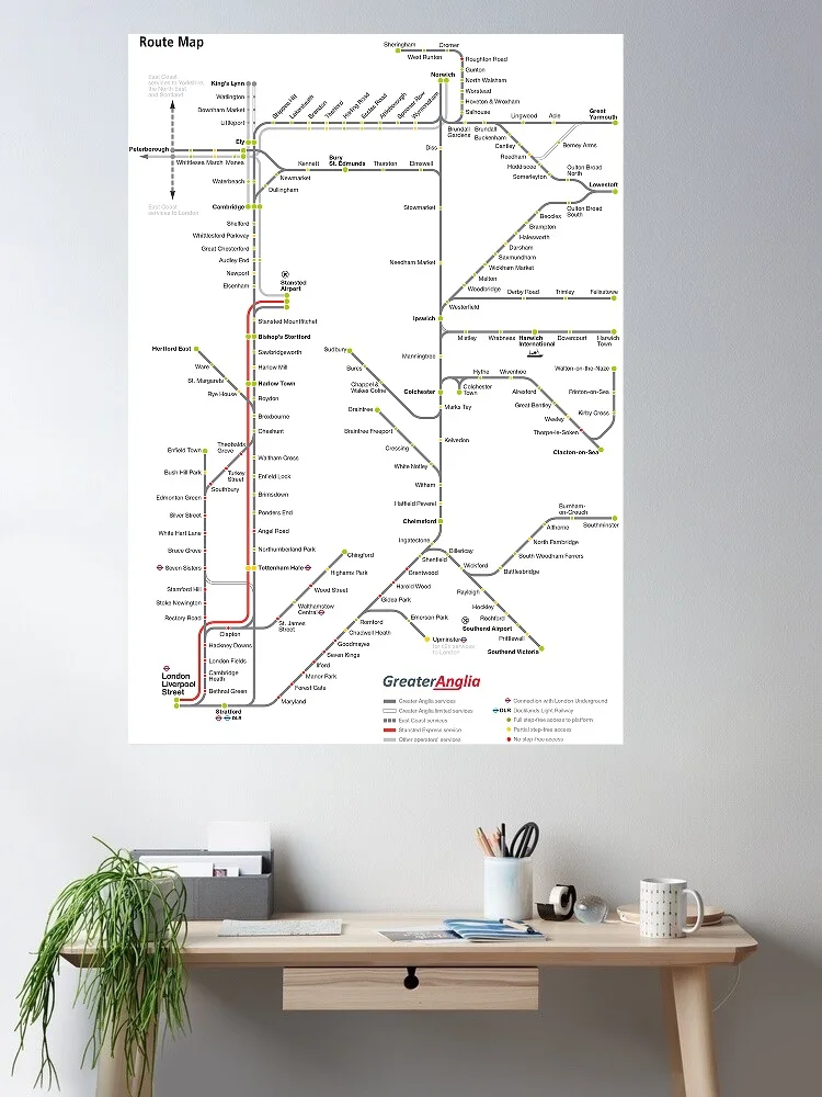 

Abellio greater anglia map, Art Picture Print Silk Poster, Home Wall Decor