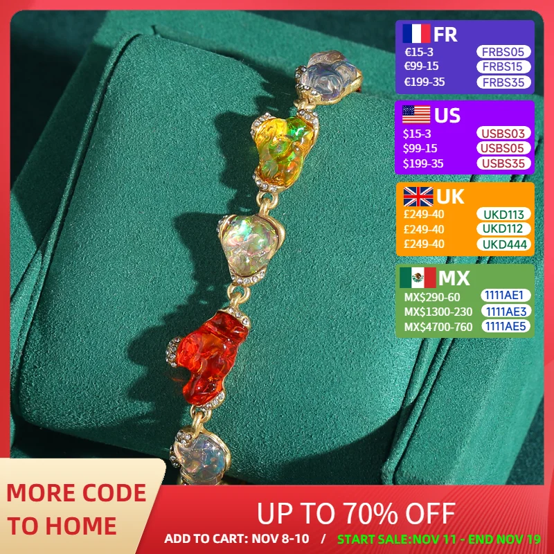 

Vintage Colorful Clouds Glass Bracelet Natural Stone Gold Color Rhinestone Luxury Jewelry Girlfriend Gift Party Accessories