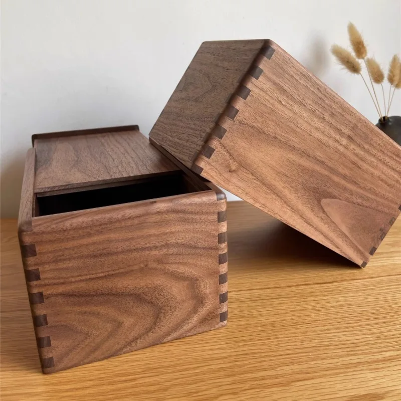 Pull-Out Storage Box North American Walnut Desktop Organizer Precision Crafted Wooden Drawer with Lid Elegant Sundry Organizer