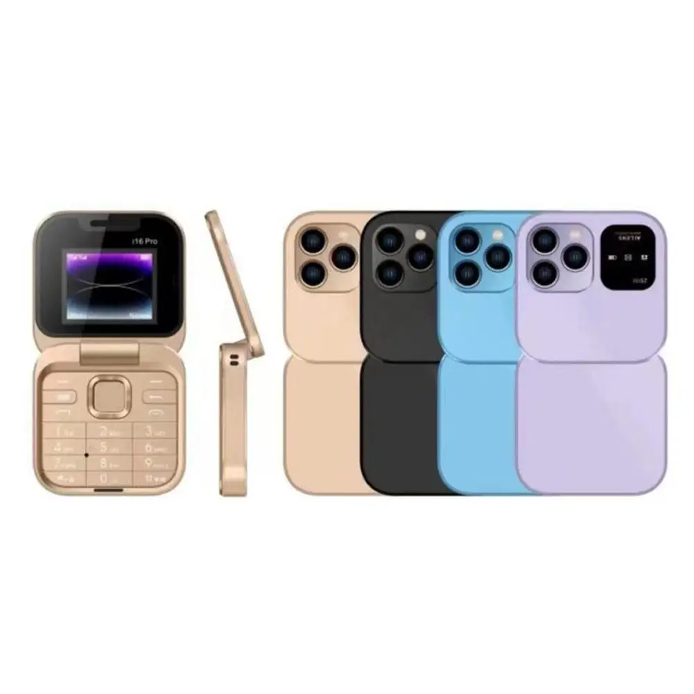 BUDI i17 بطاقة SIM مزدوجة صغيرة قابلة للطي مشغل فيديو للهاتف المحمول مصباح يدوي راديو FM صوت سحري صندوق صغير هواتف محمولة قابلة للطي